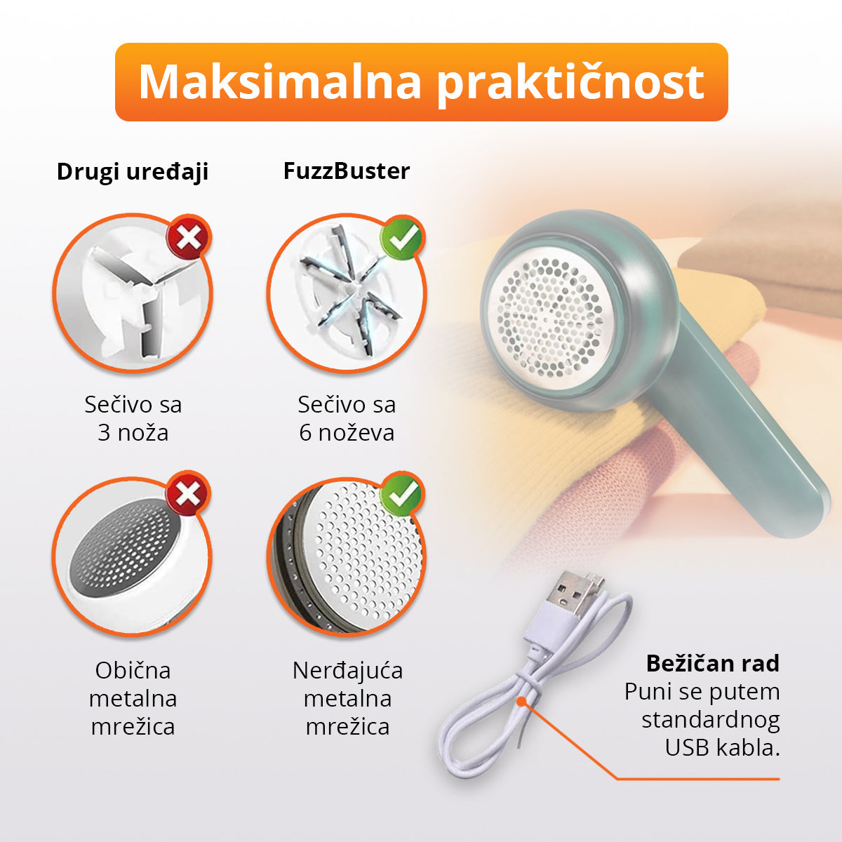 FuzzBuster - Uređaj za uklanjanje ućebanih grudvica sa odeće