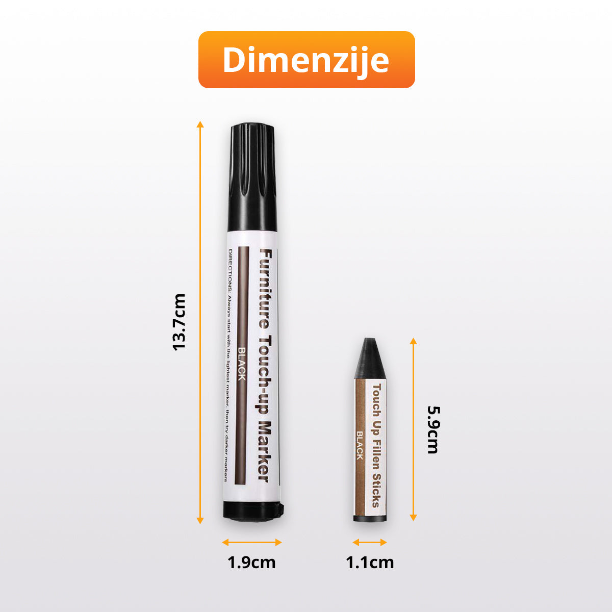 Set markera i voštanih boja za popravku ogrebotina na nameštaju