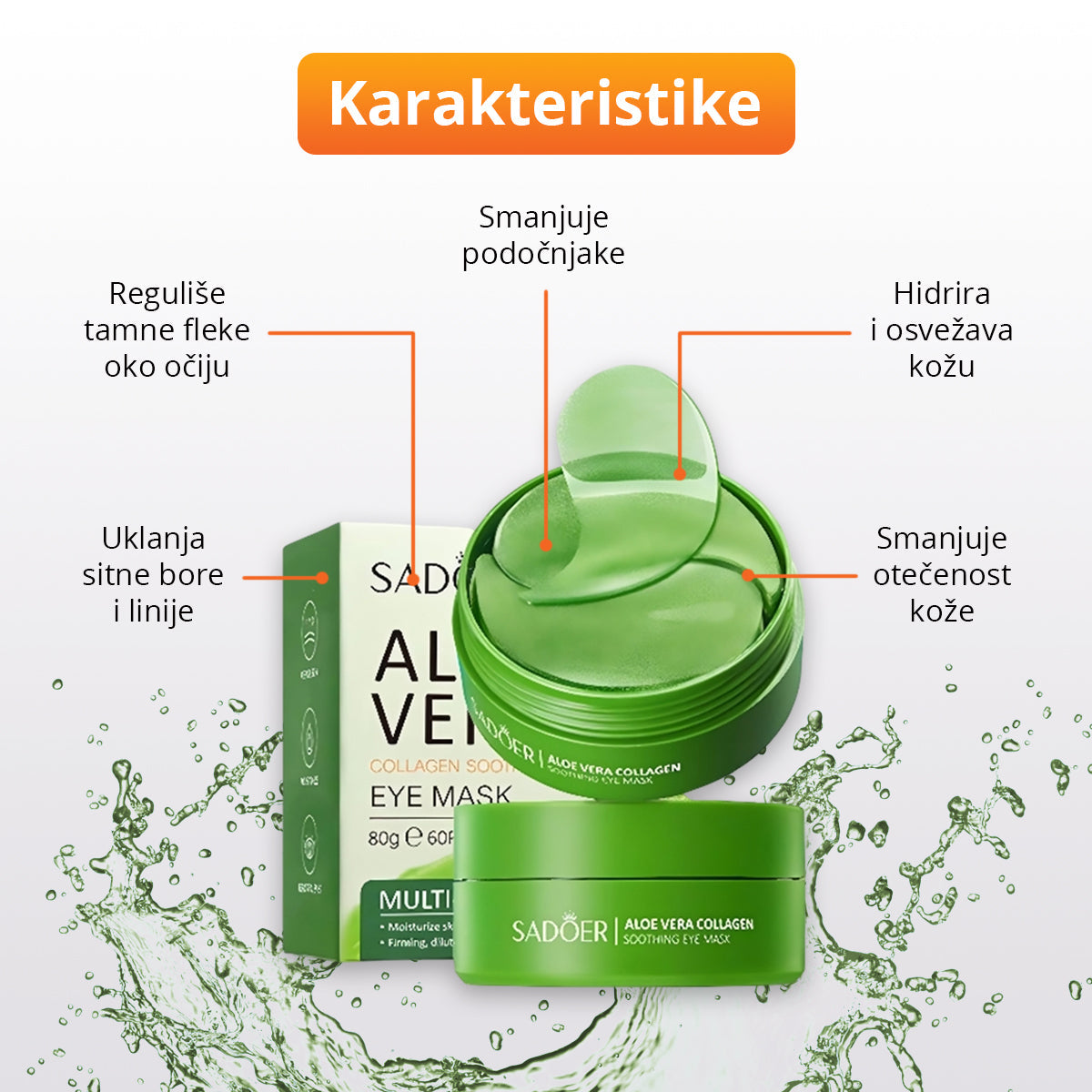 AloeGlow - Maskice za oči sa aloe verom i kolagenom (30 pari)