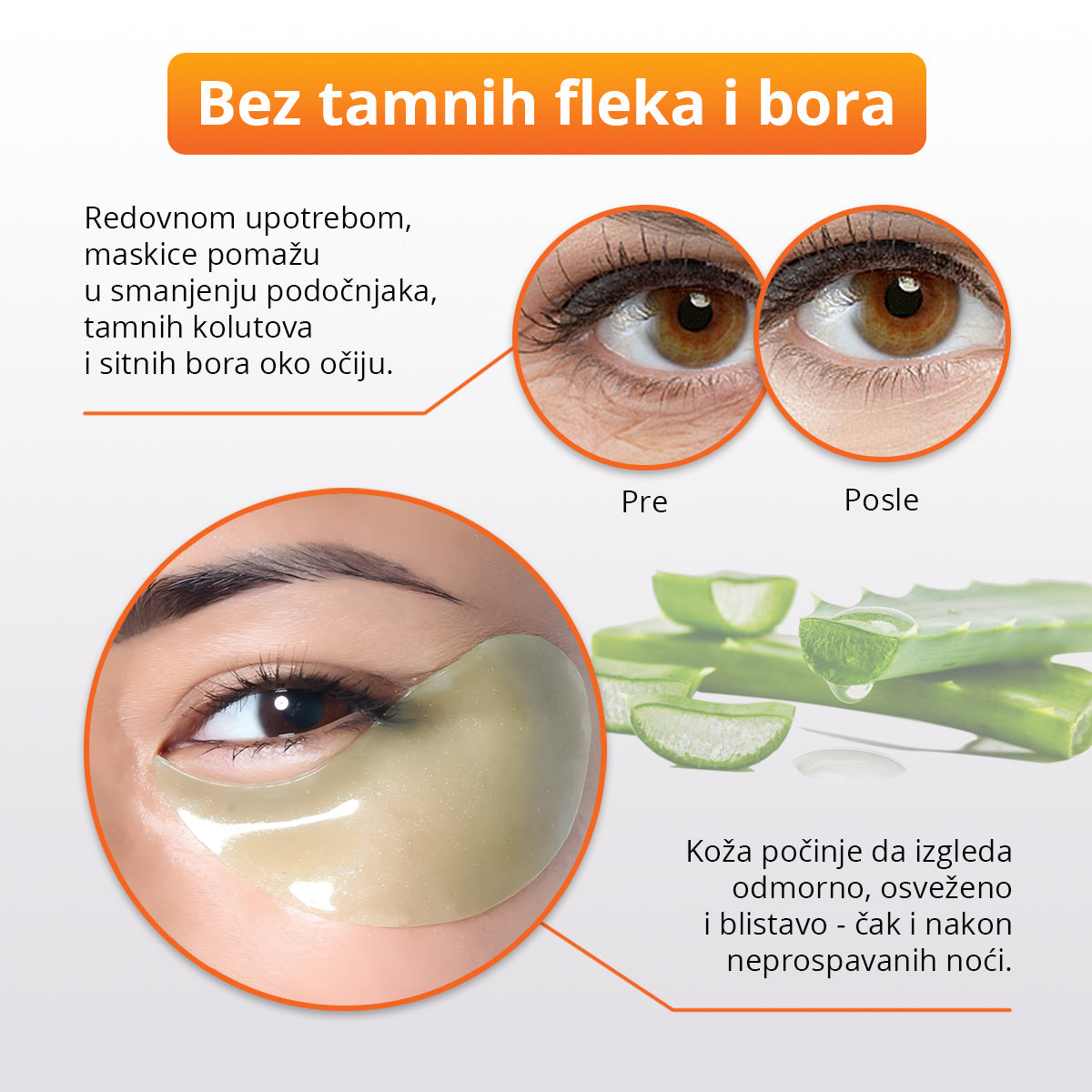 AloeGlow - Maskice za oči sa aloe verom i kolagenom (30 pari)