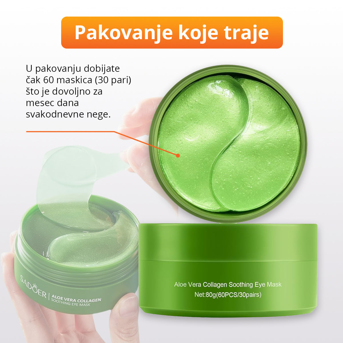 AloeGlow - Maskice za oči sa aloe verom i kolagenom (30 pari)