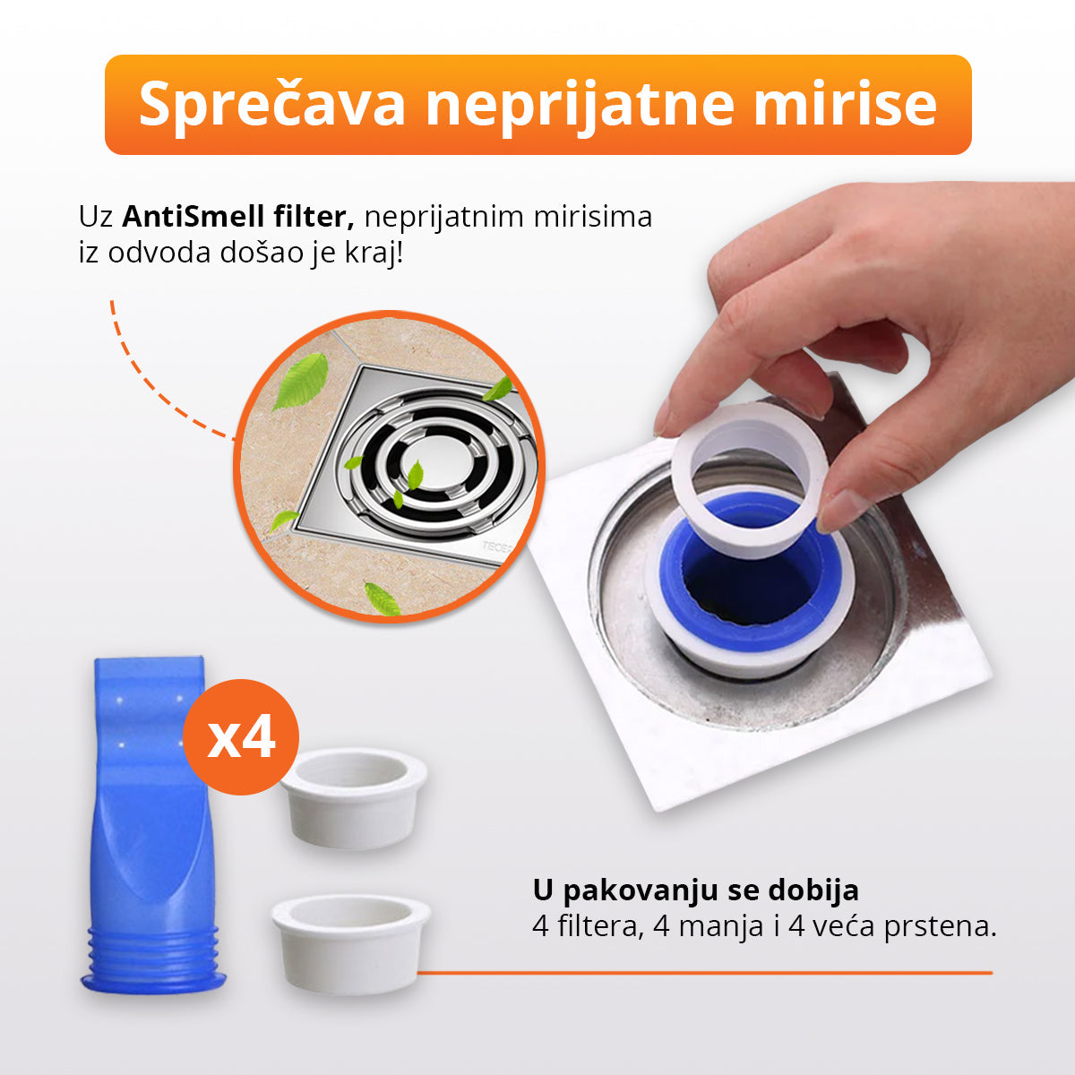AntiSmell - Filter protiv neprijatnih mirisa iz odvoda (4 komada)