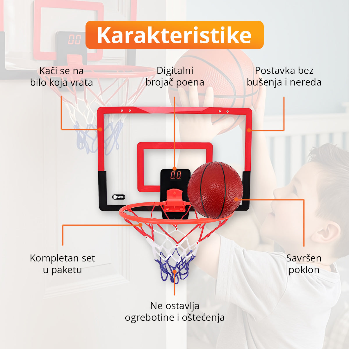 DoorHoop - Sobni koš sa digitalnim brojačem poena