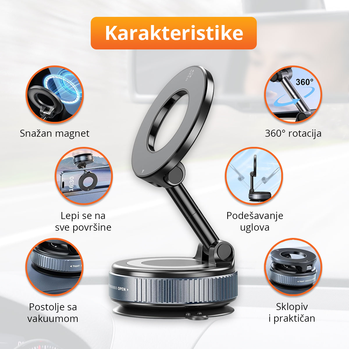 MagGrip - Magnetni vakuumski držač za telefon